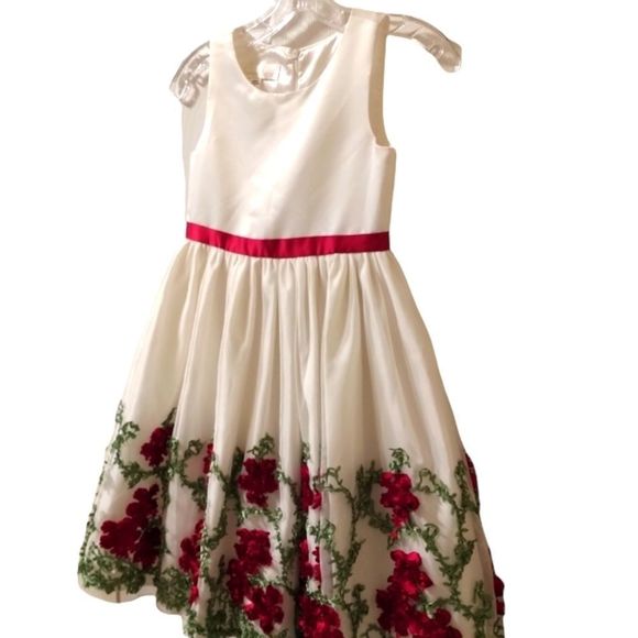 American Princess formal sleeveless floral roses dress girls size 8